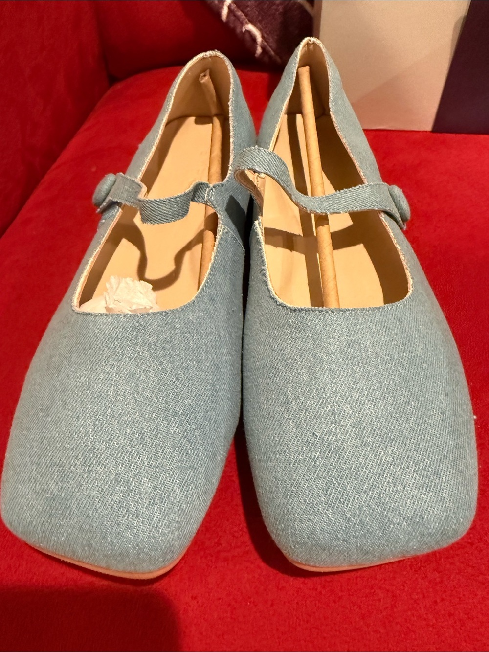 Light Blue/Denim Mary Jane Flats for Women